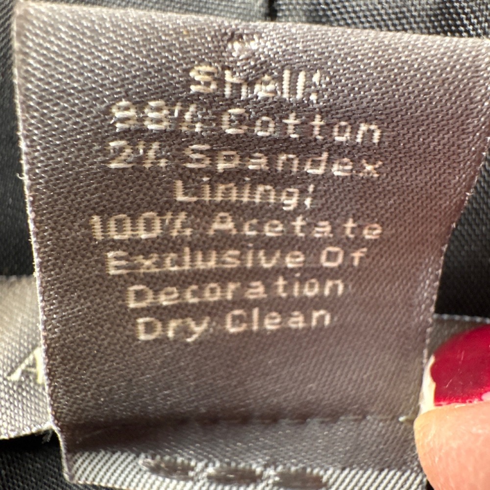 ANN TAYLOR Black‎ Blazer with White Contrast Stitching 3 Button Jacket Size 2 - Picture 9 of 9